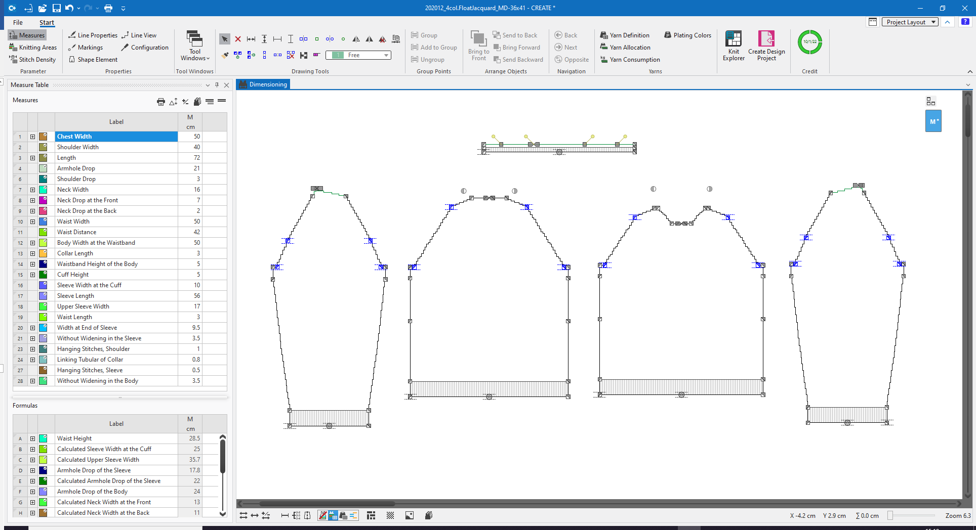Knitting shape with steppings in CREATE DESIGN