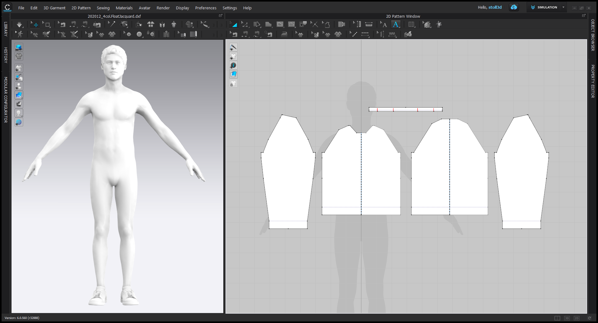 Exportierter DXF-Schnitt in der 3D-Software CLO von CLO Virtual Fashion Inc.