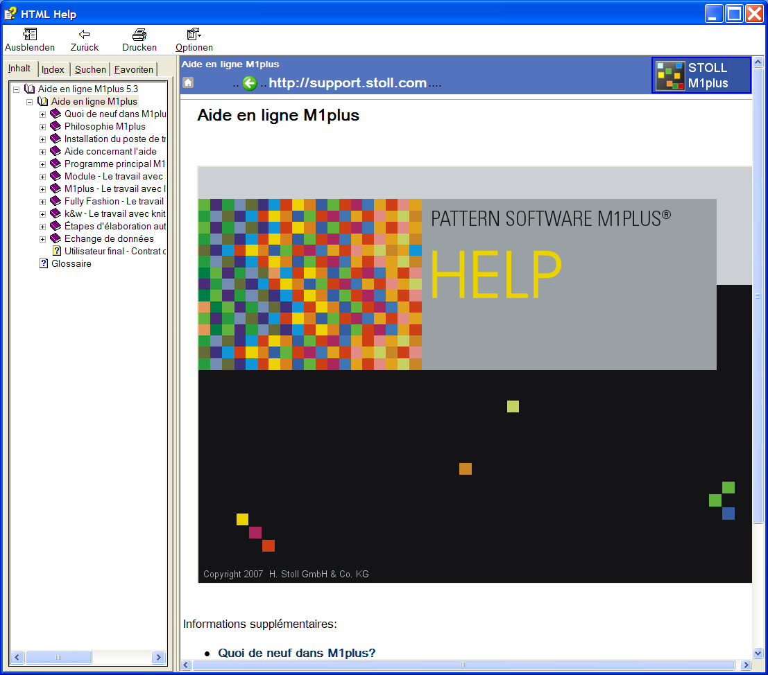 Page de démarrage de l'Aide M1plus
