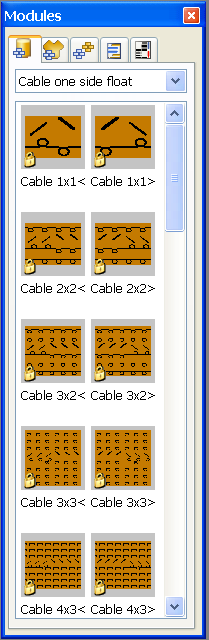 Barre de symboles Modules dans le programme principal M1plus
