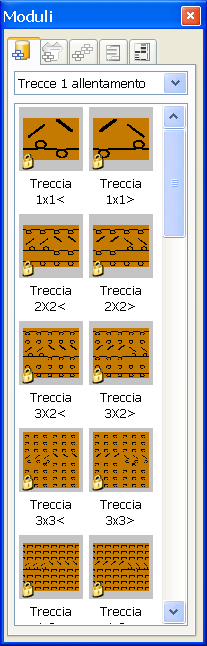 Barra dei simboli Moduli nel programma principale M1plus